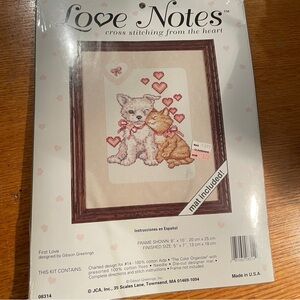 Vintage Love Notes Cross Stitch Kit - New Old Stock w Custom Mat
